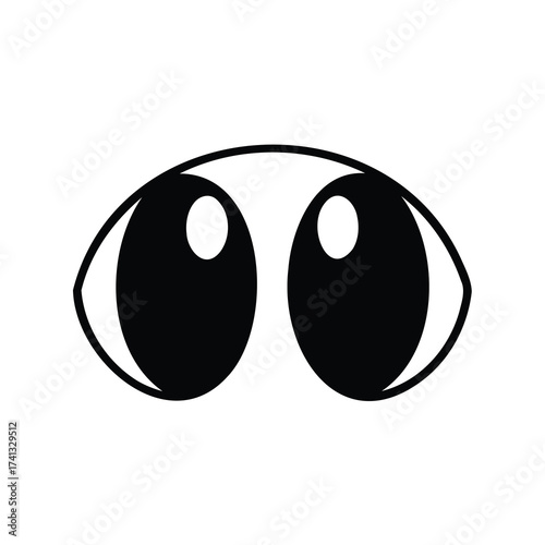Cartoon eyes staring upward with large pupils against a white background