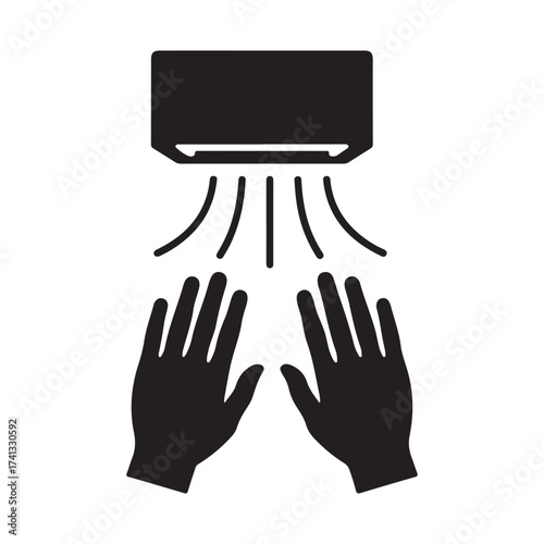 Icon of hands being dried by an automatic hand dryer