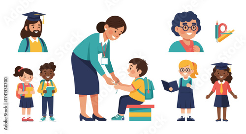 Diverse Group of Students and Teacher in Educational Setting.