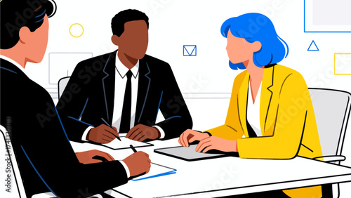 Business meeting with three professionals