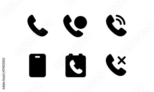 Minimalist phone icon set for communication and contact design