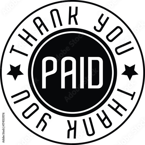 Paid Sign Word Text Rubber Stamp Grunge Effect Vector Illustration, Grunge rubber stamp with the text Paid and Thank you, Distressed red paid stamp isolated on transparent background. Paid Logo Victor
