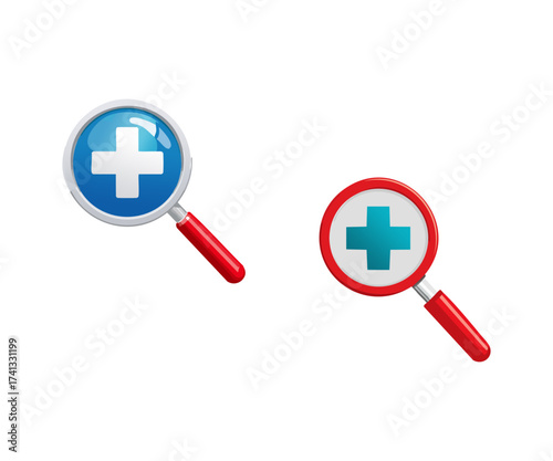 magnifying glass with medical cross