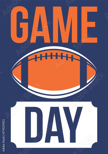 Game Day. American football playoff. Super Party in United States. Final game of regular season. Professional team championship. Ball for american football. Sport poster. Vector illustration