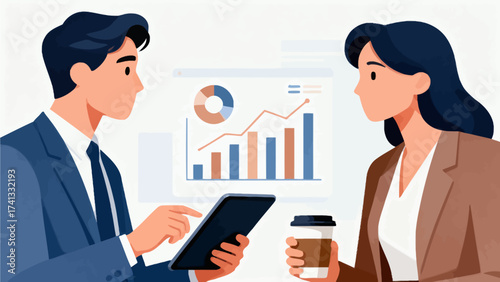 Business people discussing data charts