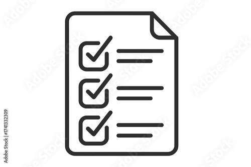 Checklist icon for task management and productivity. To-do list with check marks. Concept of completed tasks, survey, form, or passed exam. Vector illustration for business.