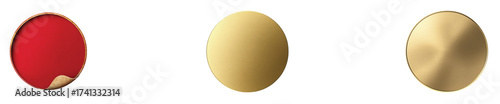 Elegant circular gold and red badges for branding design