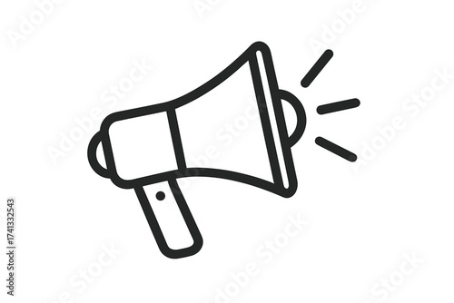 Megaphone loudspeaker icon for advertising, marketing, protest, news. Vector illustration. Communication, announcement, promotion, alert, sound symbol. Isolated graphic element.