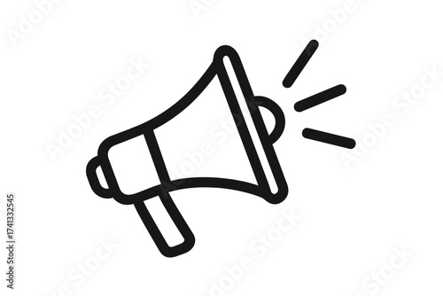 Simple megaphone loudspeaker icon for advertising, marketing, and promotion. Announce news, protest, or public alert. Communication, broadcast, and voice symbol. Vector.