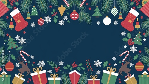 hires for Christmas background and presentation 16 9 size with items and decoration with gifts, accessories and colored balls 