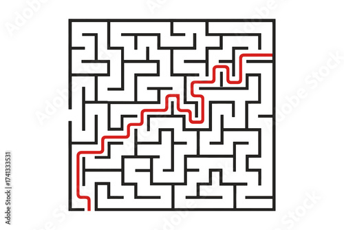 Vector maze with solution, labyrinth puzzle template, entertainment and leisure design, easy to edit vector illustration with transparent background, ordered set maze challenge
