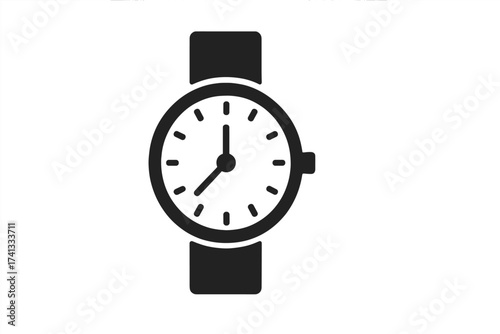 Wristwatch clock icon vector illustration with transparent background, round dial watch graphic, simple timepiece design, wristwatch symbol for digital and print use, minimal watch face graphic