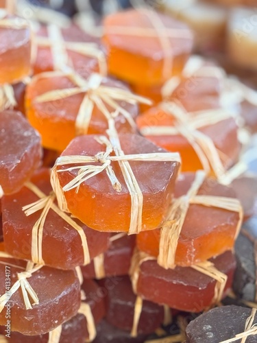 Moroccan soap on the market with different flavors, scented soap,