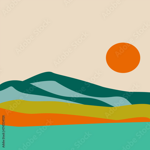 vector illustration of an abstract background with sun