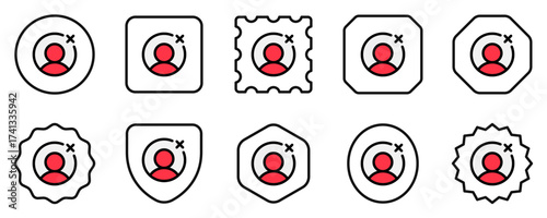 Vector unfollow, delete user icon. Black, white background. Perfect for app and web interfaces, infographics, presentations, marketing, etc.