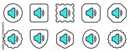 Vector volume, speaker, megaphone icon. Black, white background. Perfect for app and web interfaces, infographics, presentations, marketing, etc.