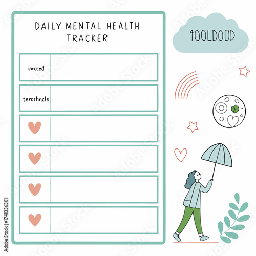 Daily mental health tracker with umbrella