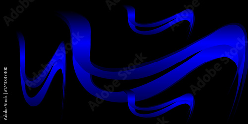 Abstract background template with distorted, flowing and twisting colorful blue geometry. 3D illustration, rendering (CGI)