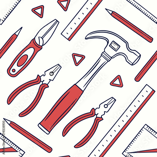 Seamless pattern of hand tools for carpentry