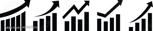 Growth Chart Icon Vector for Business and Finance Concepts . Growths chart collection. Profit growing symbol . Progress bar.