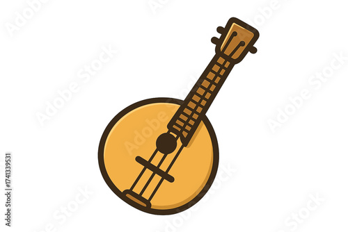 Domra vector icon. Traditional Russian folk string music instrument symbol. Acoustic musical equipment flat cartoon style illustration. Simple ethnic sound object isolated.