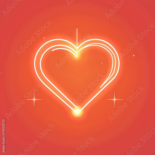 Illuminated Heart Emblem on Warm Gradient, Symbolizing Affection and Brightness