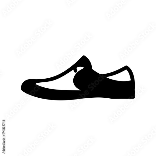 Simple silhouette of a shoe design, perfect for minimal artwork applications