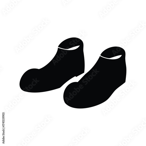 Black Silhouette Image of Two Foot Coverings or Socks on White Background