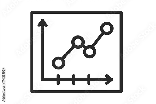 Graph icon. Chart symbol. Data analysis concept. Business statistics. Financial report element. Growth and progress diagram. Stock market fluctuation. Vector line illustration.