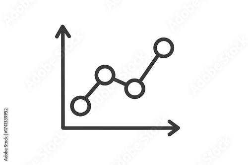 Graph icon for business analysis. Line chart showing growth and progress. Financial statistics data symbol for report. Marketing infographic element. Fluctuation, trend vector.