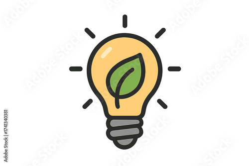 Eco light bulb with leaf icon. Green energy, renewable power and ecology concept. Sustainable innovation, environment conservation and natural idea symbol. Go green vector.