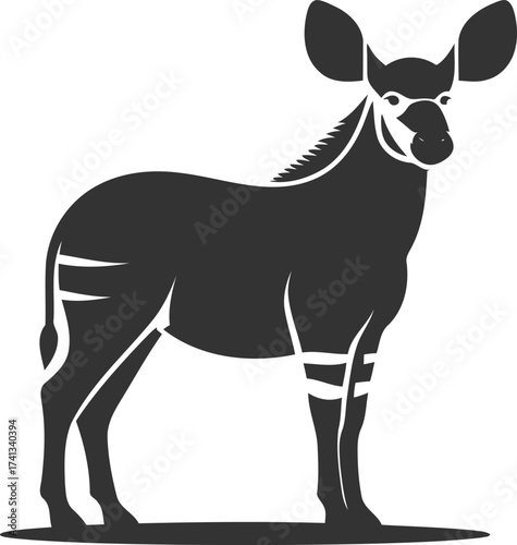 Animal black silhouette of a okapi vector illustration
