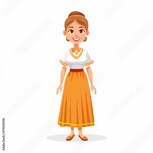 Woman in traditional folk costume with transparent background