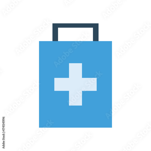 first aid kit box icon with red cross symbol