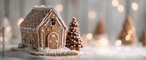 The enchanting gingerbread house decorated for a festive holiday celebration.