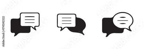 Message icon set, chat icon, speech bubble symbol, chat discussion solid glyph icon, vector illustration EPS 10.