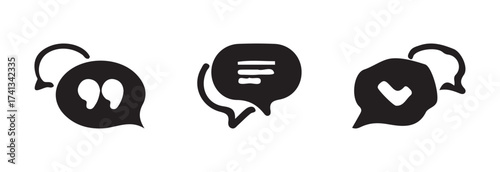 Message icon set, chat icon, speech bubble symbol, chat discussion solid glyph icon, vector illustration EPS 10.