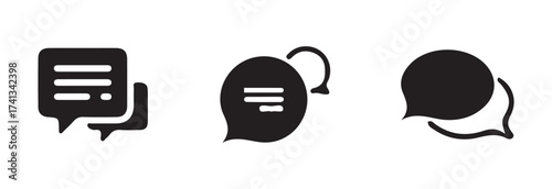 Message icon set, chat icon, speech bubble symbol, chat discussion solid glyph icon, vector illustration EPS 10.