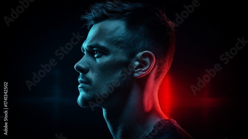 Man with red light man illuminated by red light man with red light man with red - man illuminated by red light