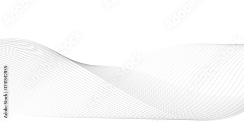Abstract background with silver, grey and white smoky wave lines on white paper wave background. Gray and white digital technology wavy curve lines background.	