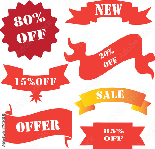 Attractive Red and Orange Shopping Discount offer Tag Vector