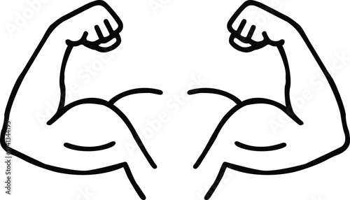 Biceps Flex Icon Vector. Fitness Muscle Arm Symbol line art Design