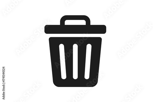 Trash can icon vector. Delete symbol button. Garbage bin pictogram for web design. Simple flat rubbish illustration. Remove sign for app UI UX, isolated white background.