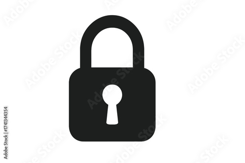 Lock icon vector. Padlock silhouette for security concept. Simple black symbol for safety, privacy, protection. Closed lock for web, app, UI. Password access graphic element.