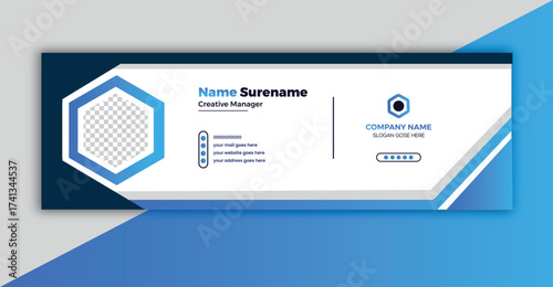 Modern and Clean Email Signature Template Design with Green and Blue Accents.