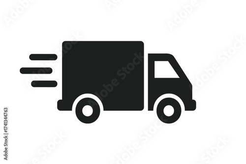 Fast delivery truck icon. Shipping van symbol for logistics and transport. Express freight service pictogram for web, app, UI. Vector illustration in flat style isolated.