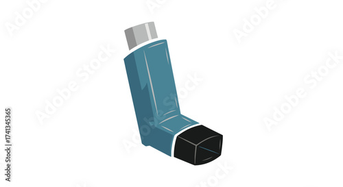 Bild auf Leinwand Teal Inhaler Device for Asthma Treatment and Respiratory Relief.
