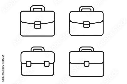 Business briefcase line icon set. Corporate work bag portfolio symbol collection. Vector illustration pictogram for finance, job, career. Editable stroke for graphic design.