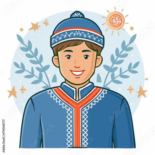 Sami man in traditional clothing with decorative elements