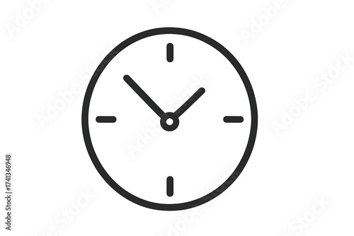 Clock icon vector illustration. Simple line art symbol for time, watch, and timer. Minimalist design element for web and mobile. Metaphor for deadline, schedule, or time management.